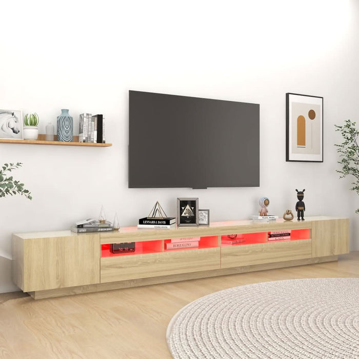 Comodă TV cu lumini LED, stejar sonoma, 300x35x40 cm - WALTI WALTI