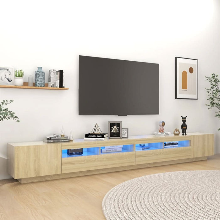 Comodă TV cu lumini LED, stejar sonoma, 300x35x40 cm - WALTI WALTI