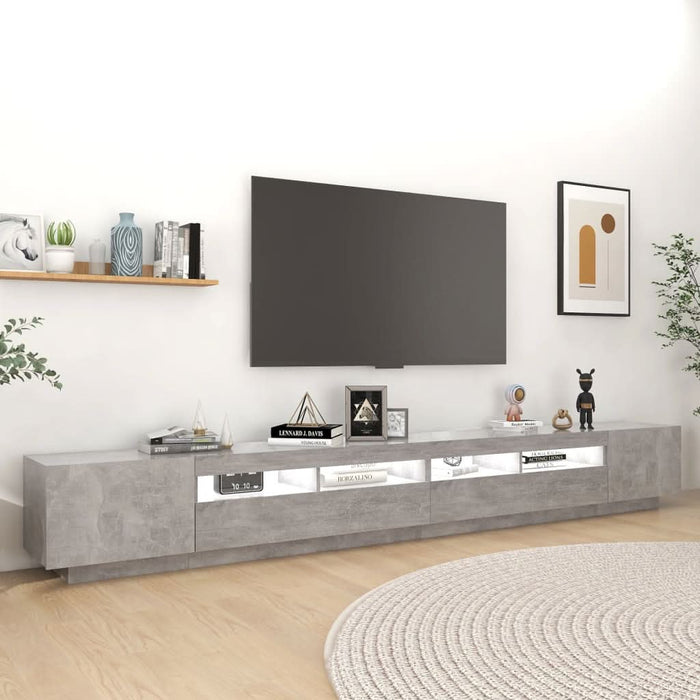 Comodă TV cu lumini LED, gri beton, 300x35x40 cm - WALTI WALTI