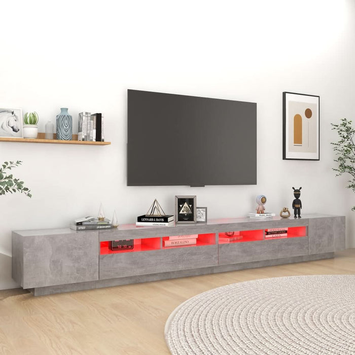 Comodă TV cu lumini LED, gri beton, 300x35x40 cm - WALTI WALTI