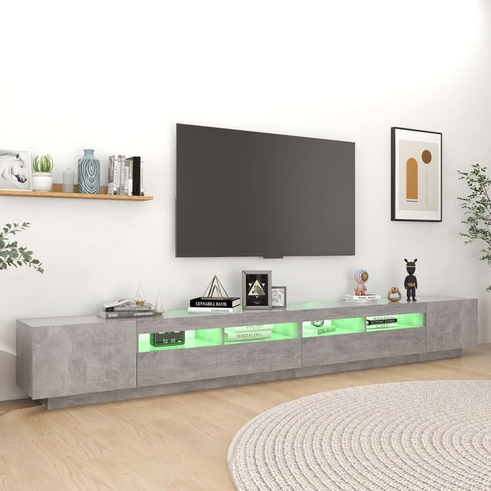 Comodă TV cu lumini LED, gri beton, 300x35x40 cm - WALTI WALTI