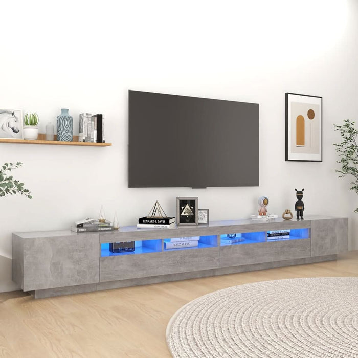 Comodă TV cu lumini LED, gri beton, 300x35x40 cm - WALTI WALTI