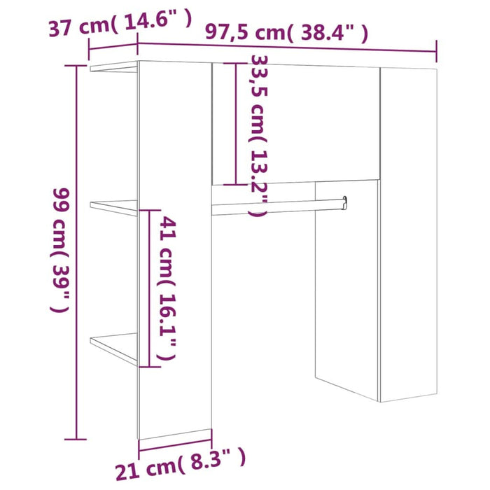 Dulap de hol, gri beton, 97,5x37x99 cm, lemn prelucrat - WALTI WALTI