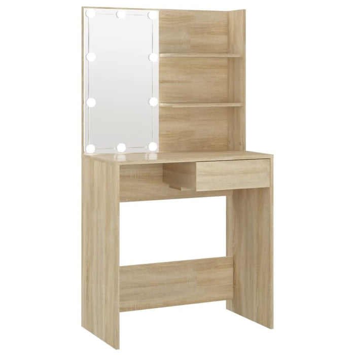 Masă toaletă cu LED stejar sonoma 74,5x40x141 cm lemn prelucrat - WALTI WALTI