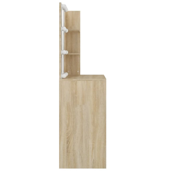 Masă toaletă cu LED stejar sonoma 74,5x40x141 cm lemn prelucrat - WALTI WALTI