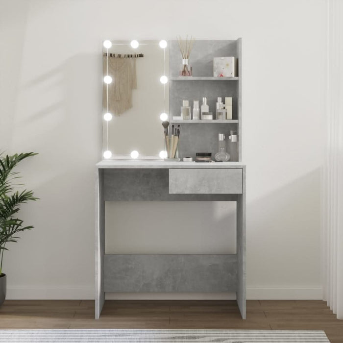 Masă de toaletă cu LED, gri beton, 74,5x40x141 cm - WALTI WALTI