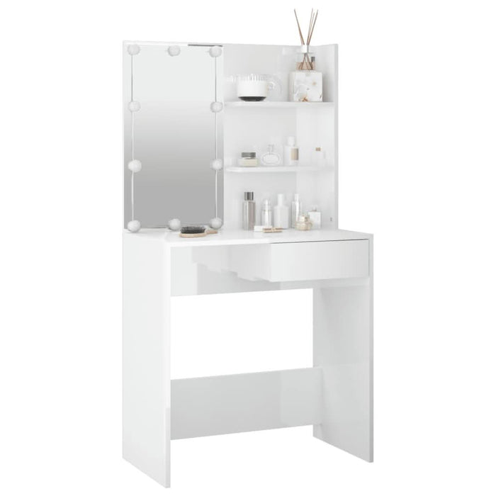 Masă de toaletă cu LED, alb extralucios, 74,5x40x141 cm - WALTI WALTI