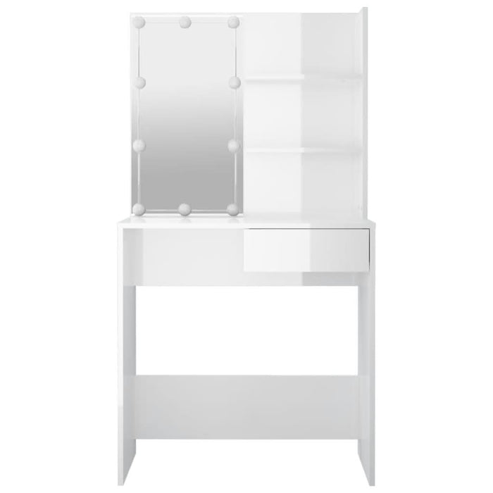 Masă de toaletă cu LED, alb extralucios, 74,5x40x141 cm - WALTI WALTI