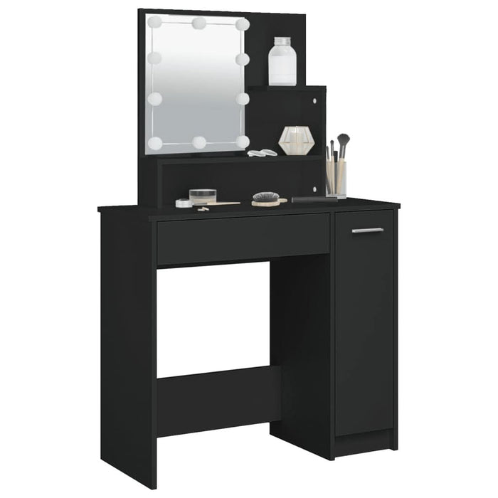 Masă de toaletă cu LED, negru, 86,5x35x136 cm - WALTI WALTI