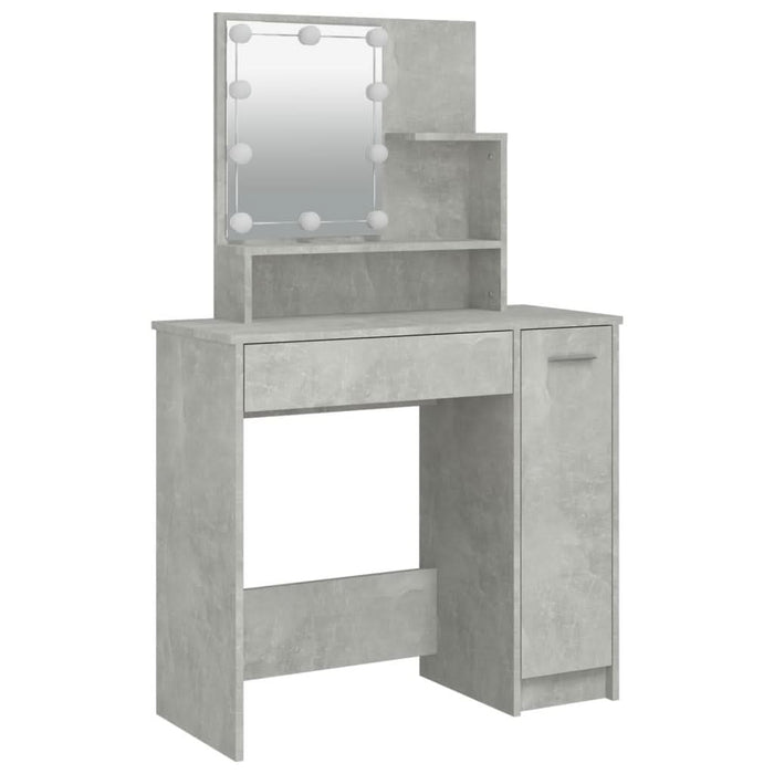 Masă de toaletă cu LED, gri beton, 86,5x35x141 cm - WALTI WALTI