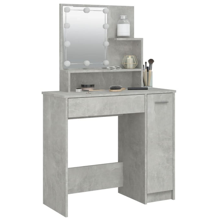 Masă de toaletă cu LED, gri beton, 86,5x35x141 cm - WALTI WALTI