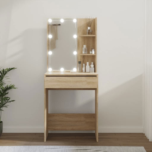 Masă de toaletă cu LED, stejar sonoma, 60x40x140 cm - WALTI WALTI