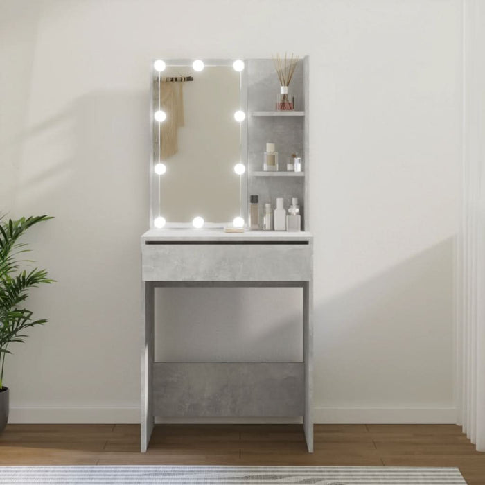 Masă de toaletă cu LED, gri beton, 60x40x140 cm - WALTI WALTI