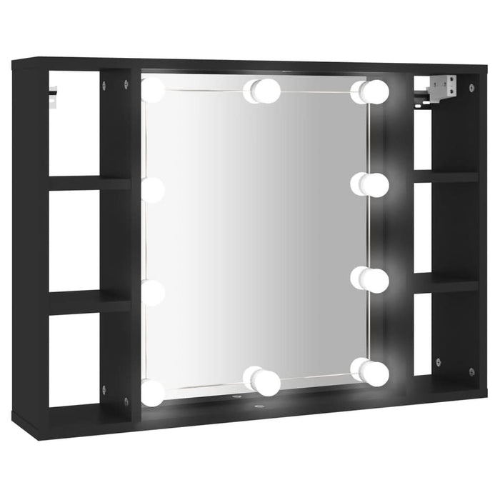 Dulap cu oglindă și LED, negru, 76x15x55 cm - WALTI WALTI