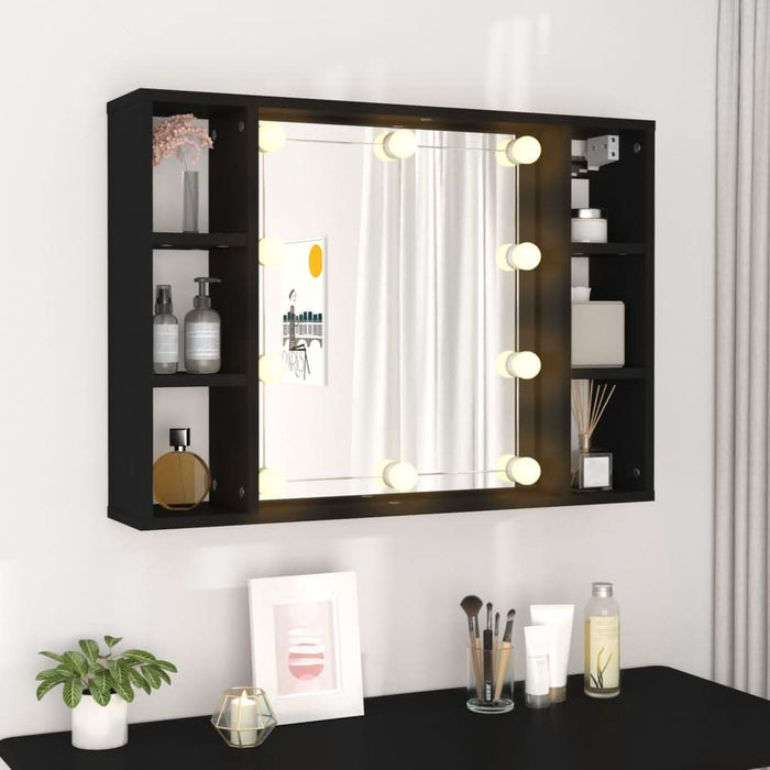 Dulap cu oglindă și LED, negru, 76x15x55 cm - WALTI WALTI