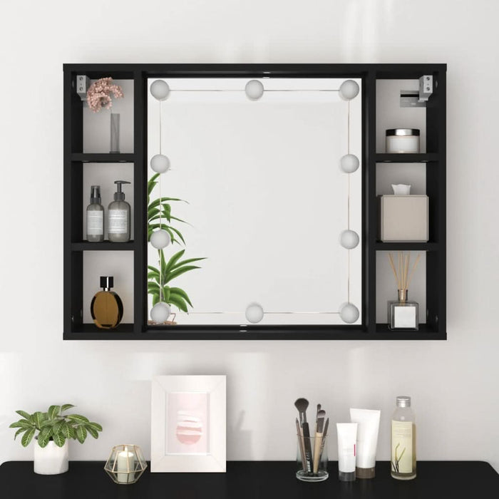 Dulap cu oglindă și LED, negru, 76x15x55 cm - WALTI WALTI