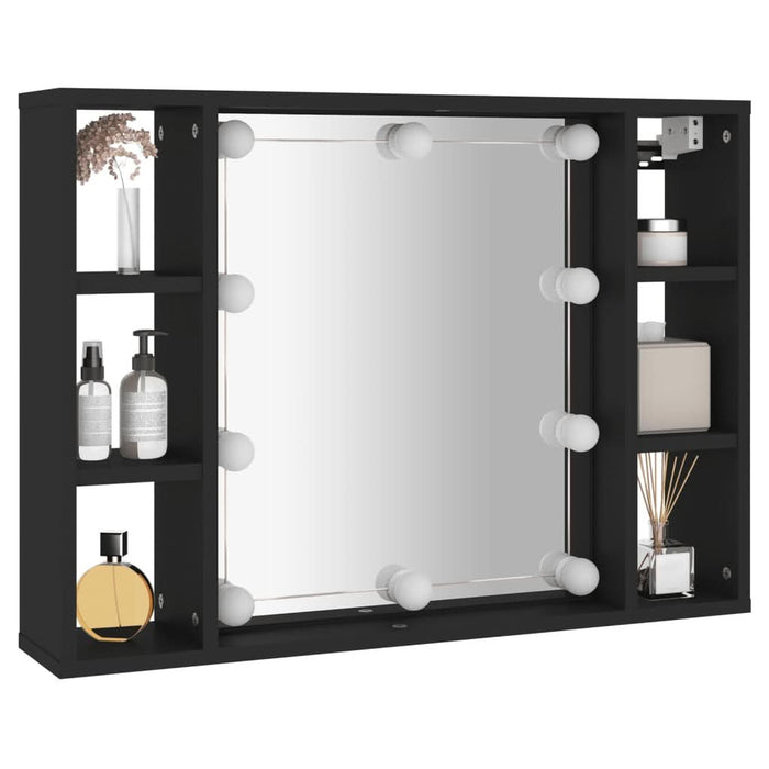 Dulap cu oglindă și LED, negru, 76x15x55 cm - WALTI WALTI