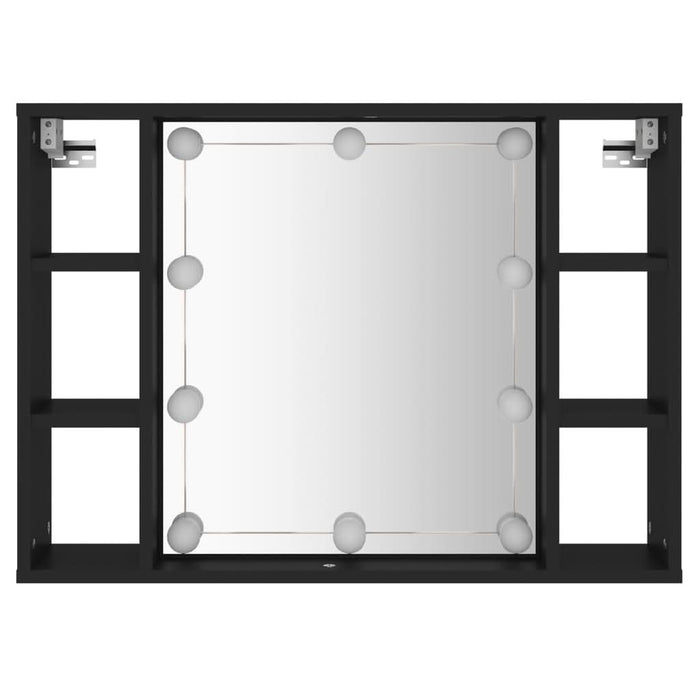 Dulap cu oglindă și LED, negru, 76x15x55 cm - WALTI WALTI