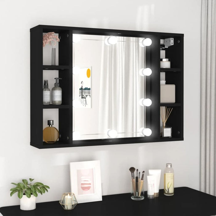 Dulap cu oglindă și LED, negru, 76x15x55 cm - WALTI WALTI
