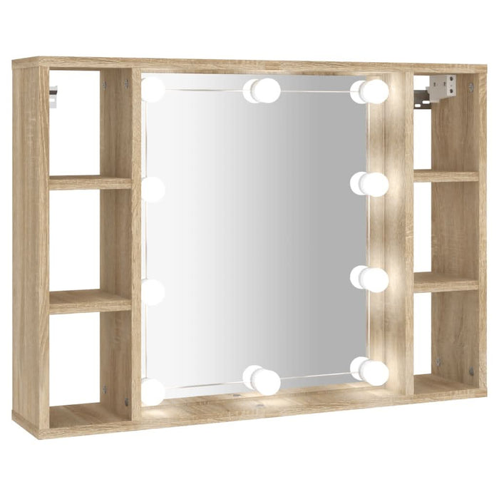 Dulap cu oglindă și LED, stejar sonoma, 76x15x55 cm - WALTI WALTI