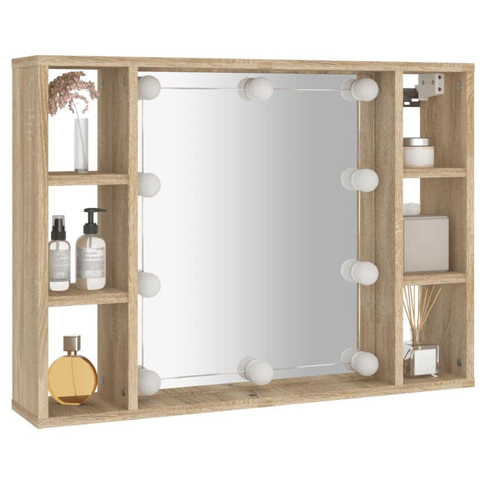 Dulap cu oglindă și LED, stejar sonoma, 76x15x55 cm - WALTI WALTI