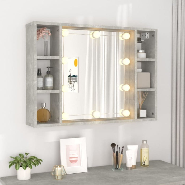 Dulap cu oglindă și LED, gri beton, 76x15x55 cm - WALTI WALTI