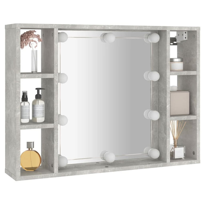 Dulap cu oglindă și LED, gri beton, 76x15x55 cm - WALTI WALTI