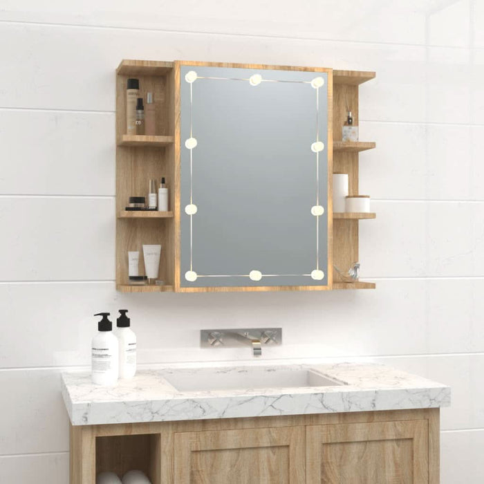 Dulap cu oglindă și LED, stejar sonoma, 70x16,5x60 cm - WALTI WALTI