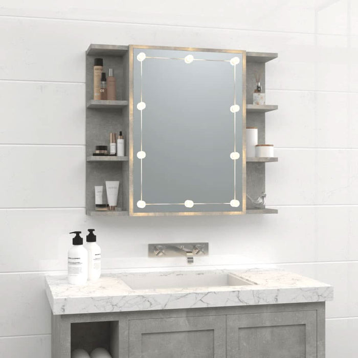Dulap cu oglindă și LED, gri beton, 70x16,5x60 cm - WALTI WALTI