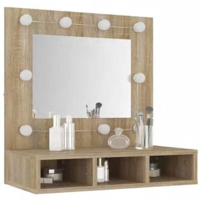 Dulap cu oglindă și LED, stejar sonoma, 60x31,5x62 cm - WALTI WALTI