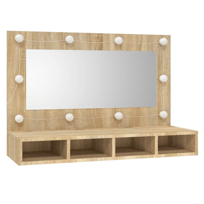 Dulap cu oglindă și LED, stejar sonoma, 90x31,5x62 cm - WALTI WALTI
