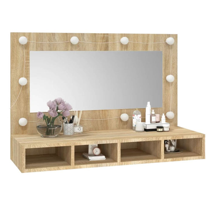 Dulap cu oglindă și LED, stejar sonoma, 90x31,5x62 cm - WALTI WALTI