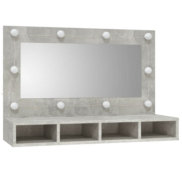 Dulap cu oglindă și LED, gri beton, 90x31,5x62 cm - WALTI WALTI