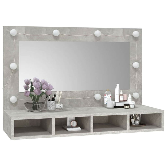 Dulap cu oglindă și LED, gri beton, 90x31,5x62 cm - WALTI WALTI