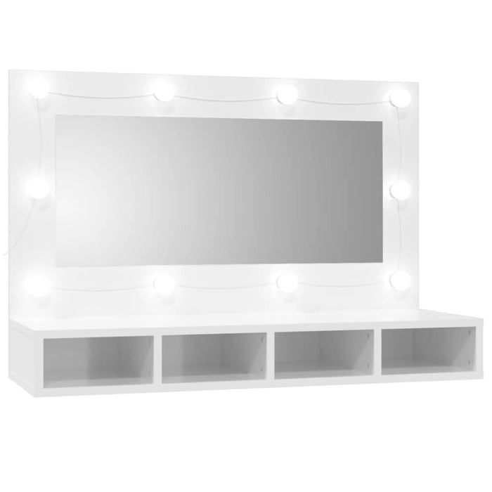Dulap cu oglindă și LED, alb extralucios, 90x31,5x62 cm - WALTI WALTI