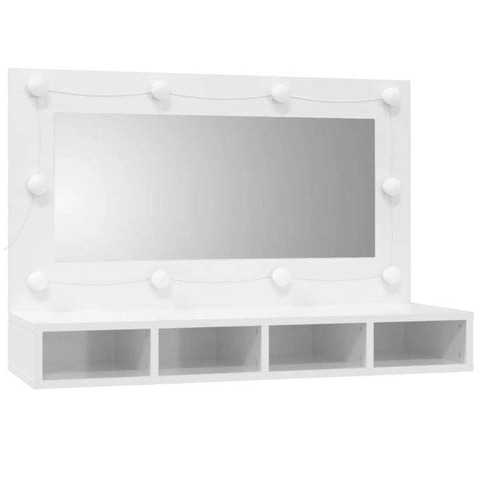 Dulap cu oglindă și LED, alb extralucios, 90x31,5x62 cm - WALTI WALTI