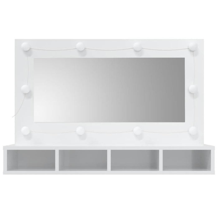 Dulap cu oglindă și LED, alb extralucios, 90x31,5x62 cm - WALTI WALTI