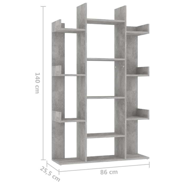 Bibliotecă, gri beton, 86x25,5x140 cm, PAL - WALTI WALTI