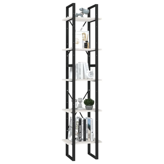 Bibliotecă cu 5 rafturi, alb, 40x30x175 cm, lemn masiv de pin - WALTI WALTI