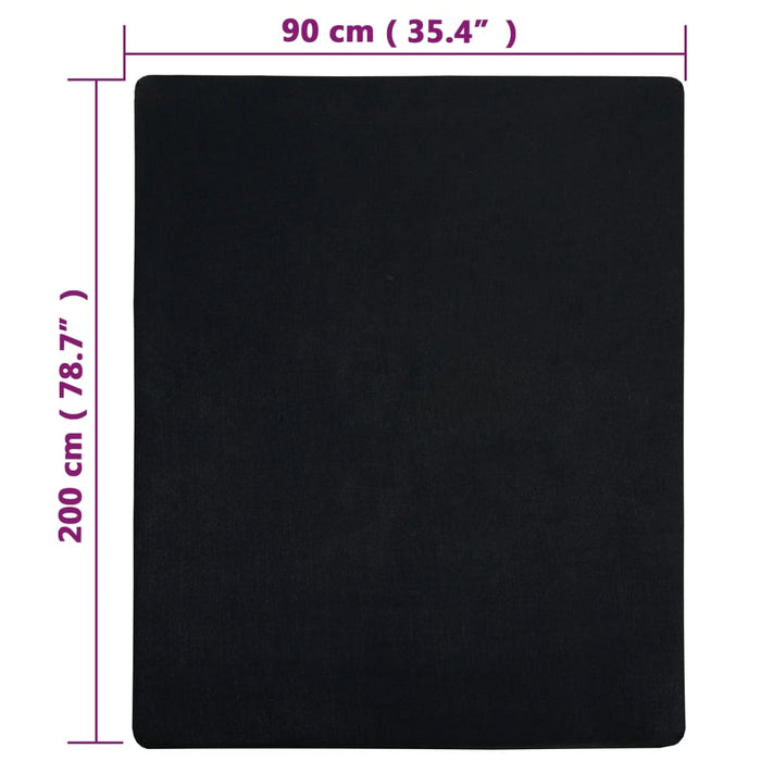 Cearșaf de pat cu elastic, 2 buc., negru, 90x200 cm, bumbac - WALTI WALTI