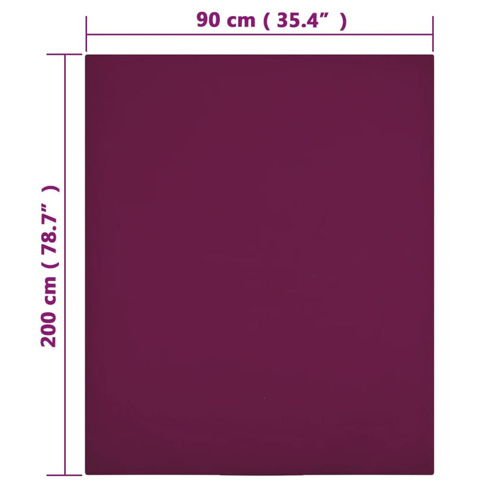 Cearșaf de pat cu elastic, bordo, 90x200 cm, bumbac - WALTI WALTI