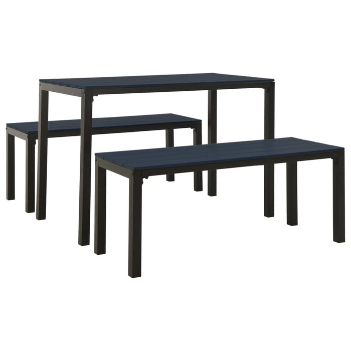 Set mobilier de grădină, 3 piese, negru, WPC și oțel - WALTI WALTI