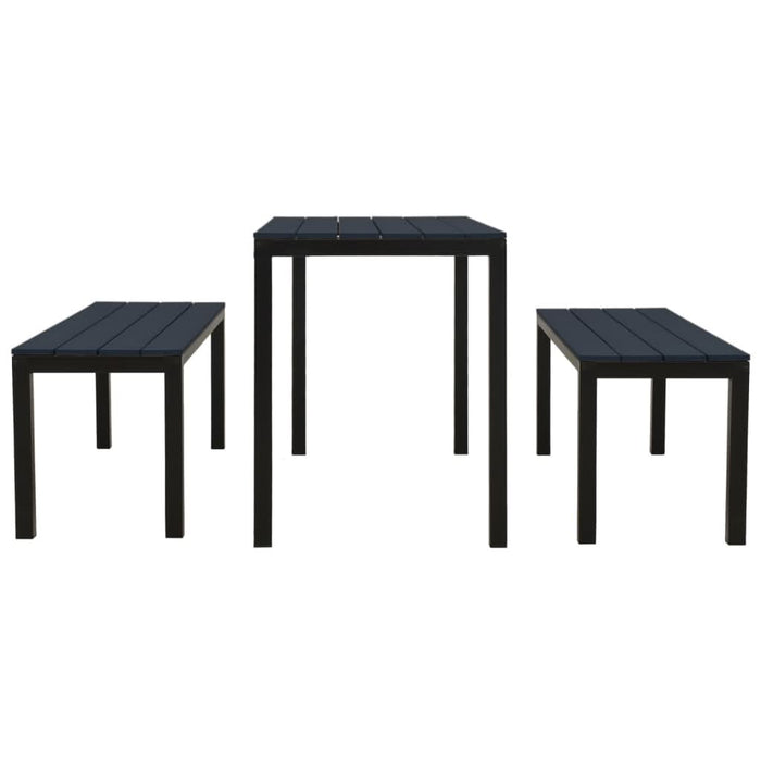 Set mobilier de grădină, 3 piese, negru, WPC și oțel - WALTI WALTI