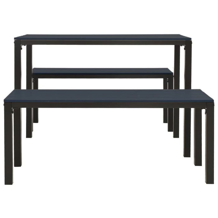 Set mobilier de grădină, 3 piese, negru, WPC și oțel - WALTI WALTI