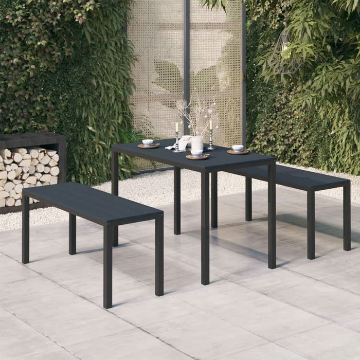 Set mobilier de grădină, 3 piese, negru, WPC și oțel - WALTI WALTI