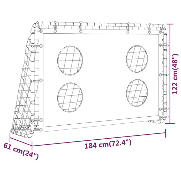 Poartă de fotbal cu plasă de antrenament, 184x61x122 cm, oțel - WALTI WALTI