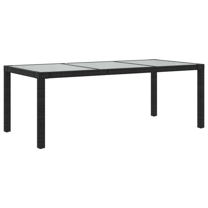 Masă de grădină,negru,190x90x75cm sticlă securizată & poliratan - WALTI WALTI
