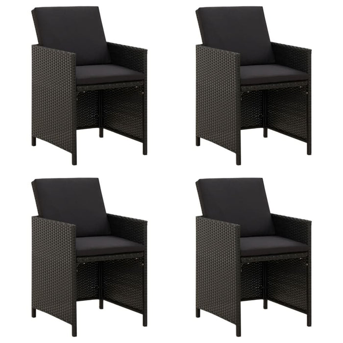Scaune de grădină cu perne, 4 buc., negru, poliratan - WALTI WALTI