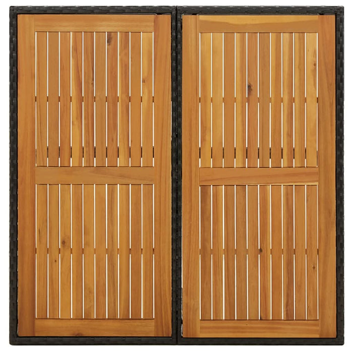 Masă de grădină, negru, 109x107x74 cm, poliratan și lemn acacia - WALTI WALTI