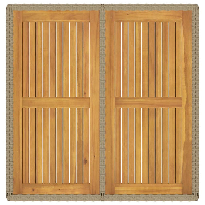 Masă grădină, bej, 109x107x74 cm, poliratan/ lemn masiv acacia - WALTI WALTI